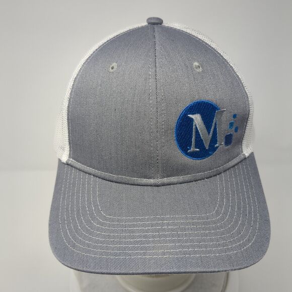M Snapback Trucker Hat Gray OS Adjustable Embroidered Mesh Back Port Authority - Picture 2 of 8